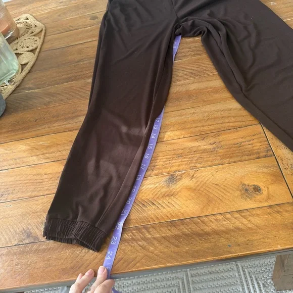 Susan Graver Dark Brown Pants with gold ankle zippers - Picture 7 of 9